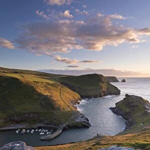 Boscastle Harbour from the coast path, Cornwall, England. Summer (August)