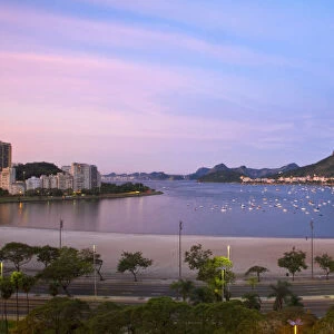 Brazil, Rio De Janeiro, Botafogo, View of Botafogo bay and Sugar Loaf mountain