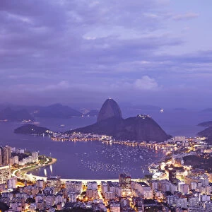 Brazil, Rio de Janeiro, Sugar Loaf and Morro de Urca in Botafogo Bay in Rio de Janeiro