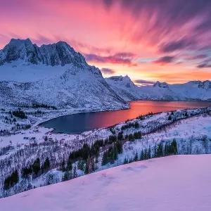 Breidtinden at Sunset in Winter, Senja, Norway