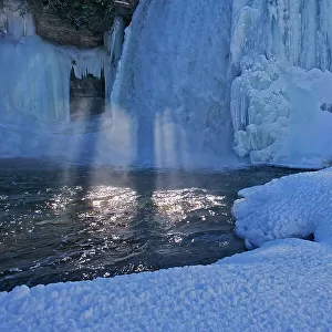 Bridal Veil Falls in winter. Manitoulin Island. Kagawong, Ontario, Canada