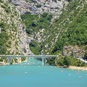 Bridge over Lac de Sainte-Croix at the entrance of the Gorge du Verdon
