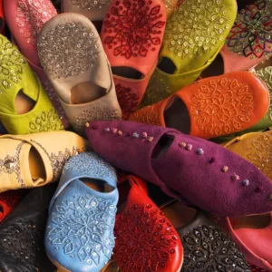 Brightly coloured moroccan slippers