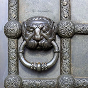 Detail of bronze door, Russian Memorial Church (1913), Leipzig, Saxony, Germany