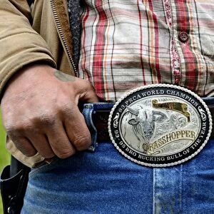 Buckle of a rodeo champions, Calgary, Alberta, Canada, North America