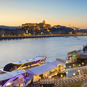 Buda Castle and River Danube at dusk, Budapest, Hungary