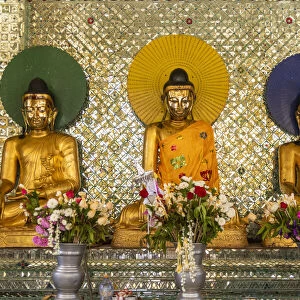 Buddha statues in Shwedagon Pagoda, Yangon, Myanmar
