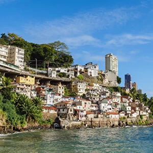 Buildings on the coast of the All Saints Bay, Salvador, State of Bahia, Brazil