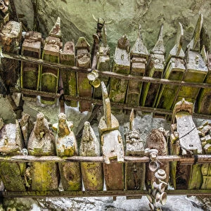 Burial cave with elevated tombs, Rantepao, Tana Toraja, Sulawesi, Indonesia