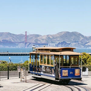 Cable car near the bay of San Francisco, California, USA