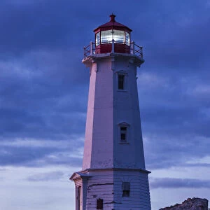 Canada, Nova Scotia, Louisbourg, Louisbourg LIghthouse, dusk