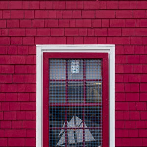 Canada, Nova Scotia, Lunenburg, Unesco World Heritage fishing village, red house detail