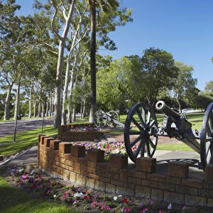 Cannons and statue of Queen Victoria in Kings Park, Perth, Western Australia