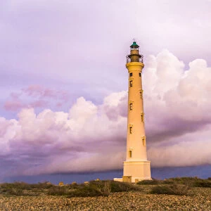 Caribbean, Aruba, The California lighthouse before sunrise