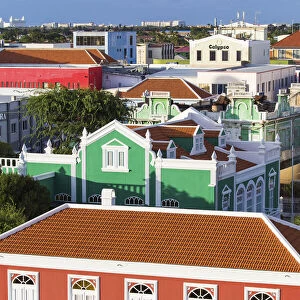Caribbean, Aruba, Oranjestad, Colorful houses in the centre of the town