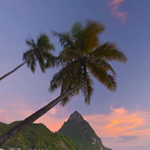Caribbean, St Lucia, Soufriere, Soufriere Bay, Soufriere Beach and Petit Piton (UNESCO