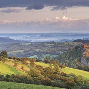 Carreg Cennen Castle in the Brecon Beacons, Carmarthenshire, Wales. Summer (August)