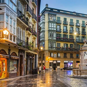 Casco Viejo or Old Town at dusk, Bilbao, Basque Country, Spain