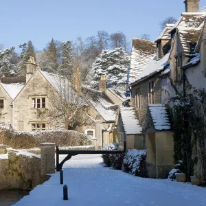 Castle Combe in the snow, Wiltshire, UK