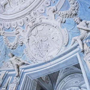 Ceiling frescoes and reliefs, Palazzo Lomellini, Genoa, Liguria, Italy