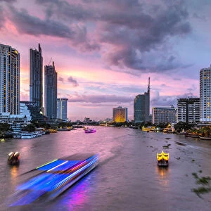 Chao Phraya River and city skyline, Bangkok, Thailand
