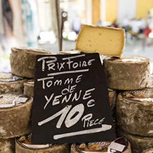 Cheese at a market in Valensole, Provence, France