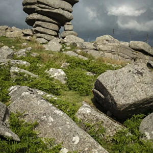 The Cheesewring granite tor on Stowes Hill in Bodmin Moor, Cornwall, England