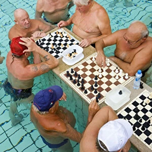 Chess players, Thermal baths & pools, Szechenyi Baths, Budapest, Hungary