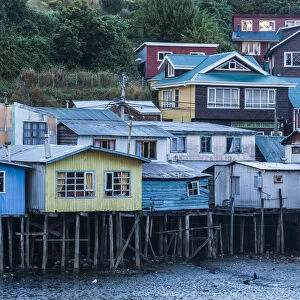 Chile, Chiloe Island, Castro, palafito stilt houses