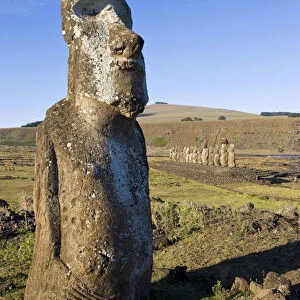 Chile, Rapa Nui, Easter Island, Ahu Tongariki, the largest ahu on the Island, Tongariki