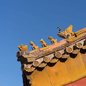 China, Beijing, Forbidden City, ceramic roof detail