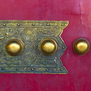 China, Beijing, Forbidden City, Gate of Supreme Harmony, Door details