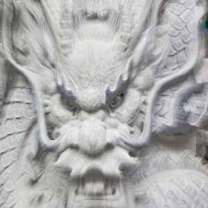 China, Hong Kong, Kowloon, Wong Tai Sin, Wong Tai Sin Temple, Detail of Dragon Statue