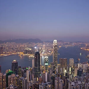 China, Hong Kong, View from Victoria Peak, City Skyline and Victoria Harbour