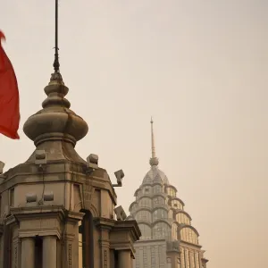 China, Shanghai, The Bund, Chinese flag