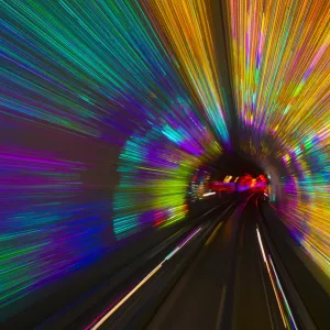 China, Shanghai, Bund Sightseeing Tunnel under Huangpu River between Pudong and Huangpu