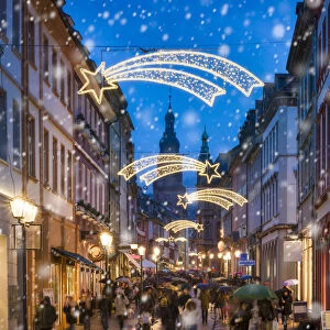 Christmas decoration on the main street in Heidelberg, Baden-WAorttemberg, Germany