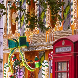 Christmas decorations on Annabels, Berkeley Square, Mayfair, London, England, UK