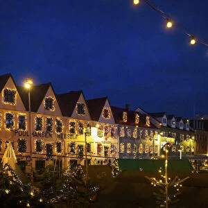 Christmas decorations in the center of Torshavn. Streymoy, Faroe Islands