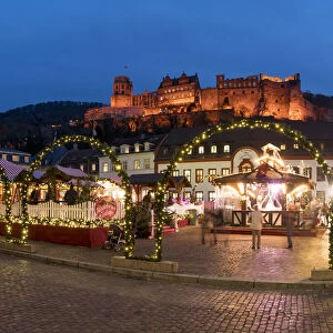 Christmas market on the Karls square in Heidelberg, Baden-Württemberg