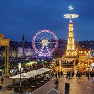 Christmas market, on Schlossplatz square, Stuttgart, Baden-Wurttemberg; Germany