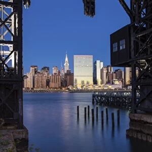 Chrysler & UN Buildings and Midtown Manhattan skyline from Queens, New York City
