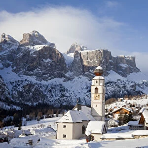 Church in Colfosco, Badia and Sella Massif range of Mountains, Dolomites, South Tirol