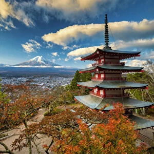 Chureito Pagoda & Mt. Fuji in Autumn, Fujiyoshida, Yamanashi Prefecture, Japan