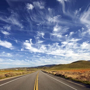Cirrus Clouds over Road, Antelope Valley, California, USA