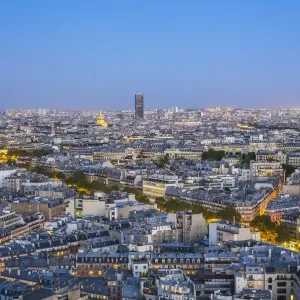 City, Arc de Triomphe and the Eiffel Tower, viewed over rooftops, Paris, France, Europe City, Arc de Triomphe and the Eiffel Tower, viewed over rooftops, Paris, France, Europe