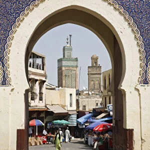 City gate of Bab Boujeloud (Blue Gate), Medina, Fez, Morocco