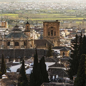 City skyline with Cathedral, Granada, Andalusia, Spain