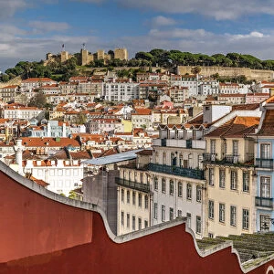 City skyline with Sao Jorge Castle, Lisbon, Portugal