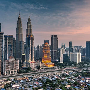 City skyline at sunset, Kuala Lumpur, Malaysia